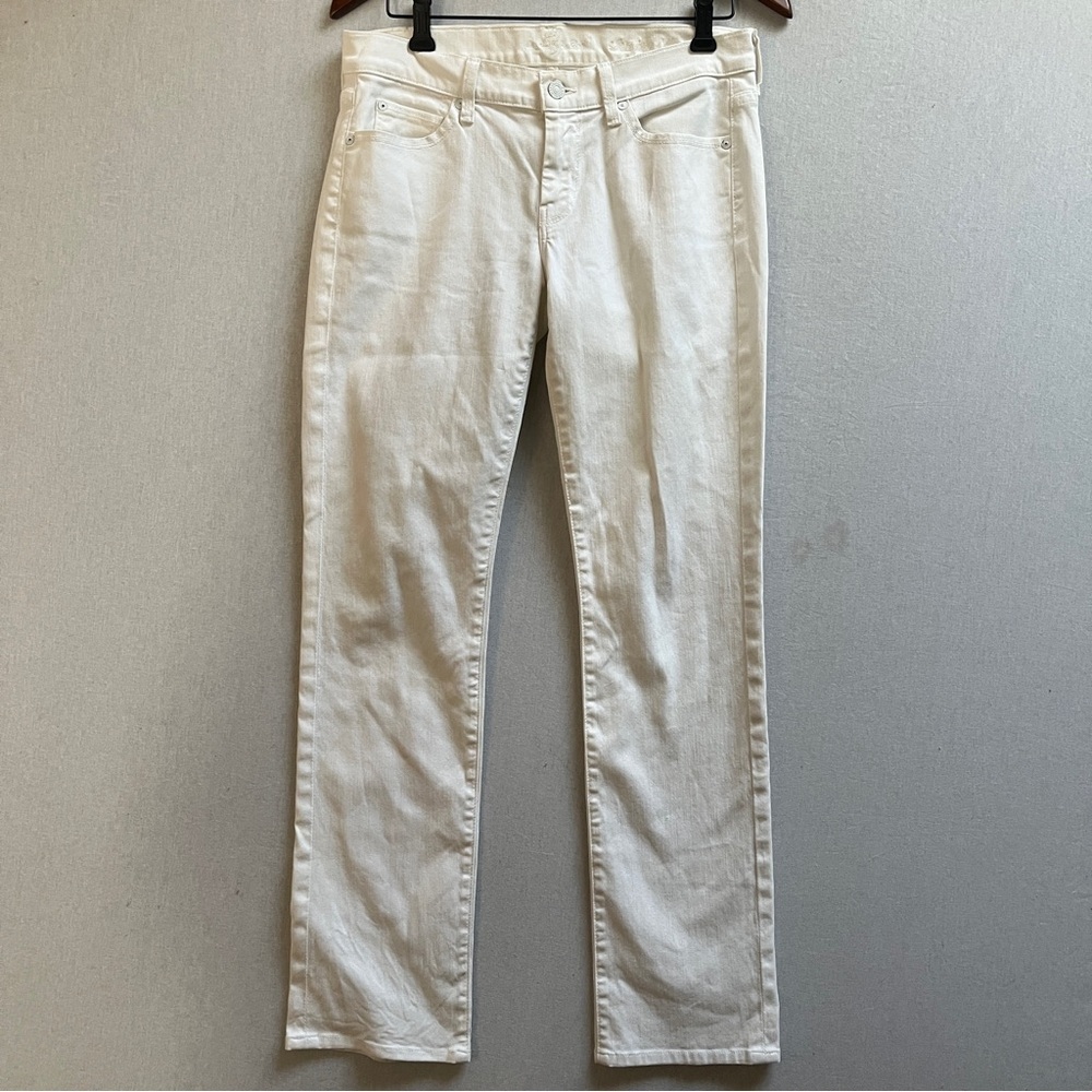 7 For All Mankind White Straight Leg Mid Rise Jeans 28
